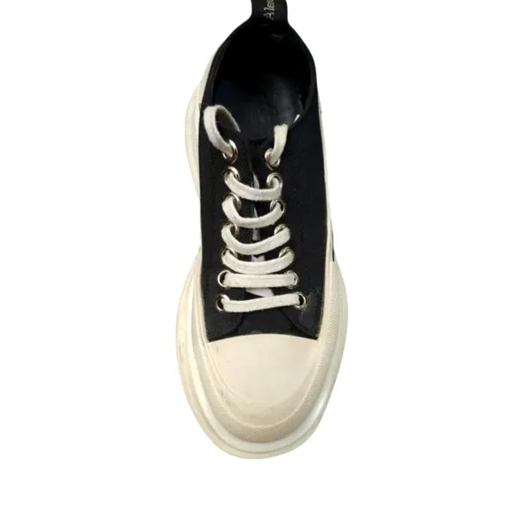 Alexander McQueen Womens Black Canvas Platform Sneakers Shoes Size 36C