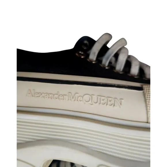 Alexander McQueen Womens Black Canvas Platform Sneakers Shoes Size 36C