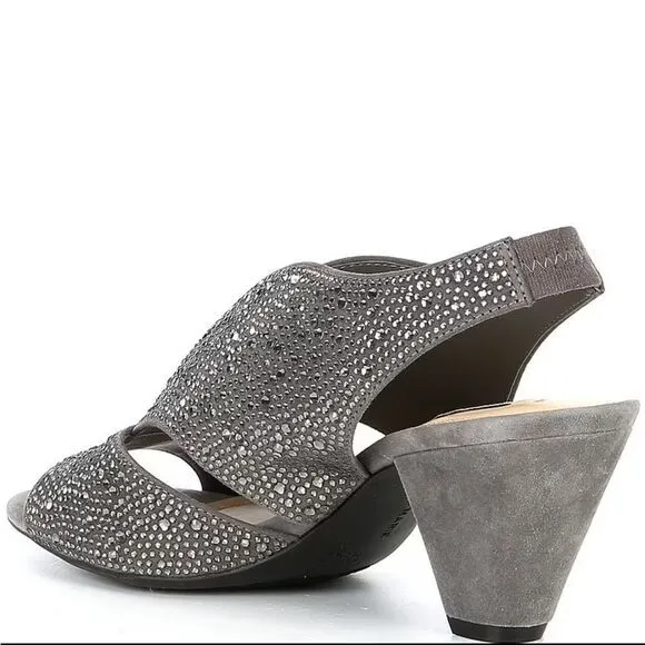 Alex Marie‎ Rhinestone Cone Heel Slingback Sandals
