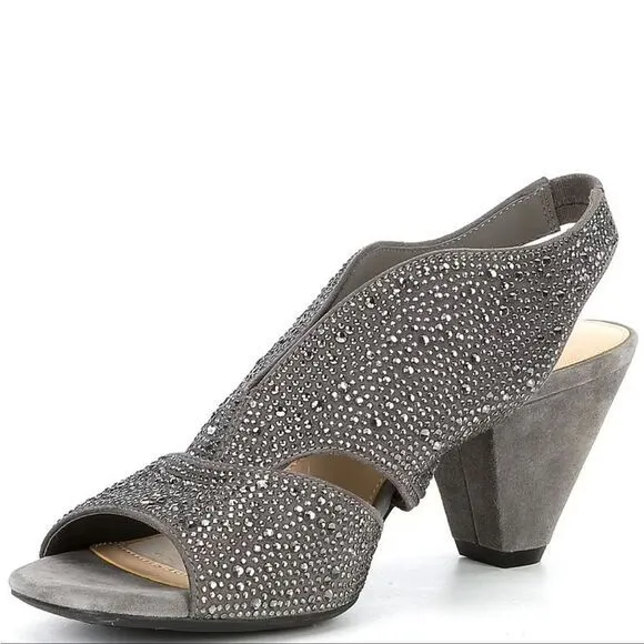 Alex Marie‎ Rhinestone Cone Heel Slingback Sandals