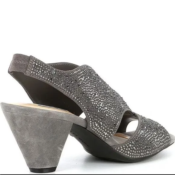 Alex Marie‎ Rhinestone Cone Heel Slingback Sandals