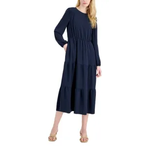 ALFANI Tiered Midi Dress 14w Modern Navy
