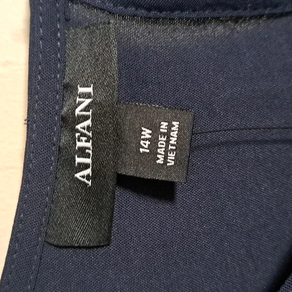 ALFANI Tiered Midi Dress 14w Modern Navy