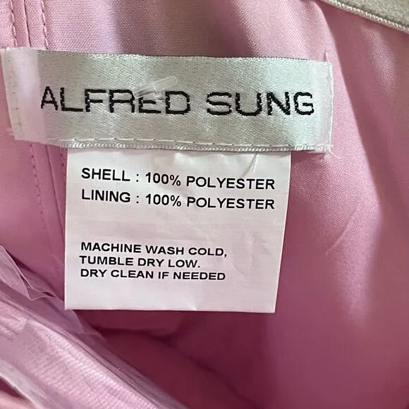 Alfred Sung Strapless A-Line Satin Gown With Modern Bow Detail size 8