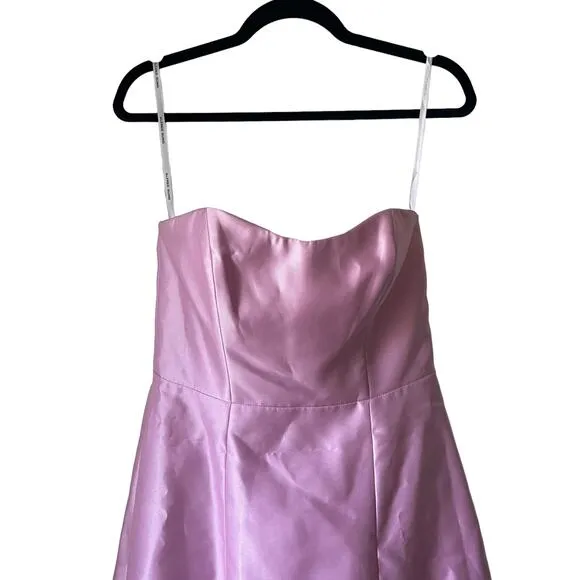 Alfred Sung Strapless A-Line Satin Gown With Modern Bow Detail size 8