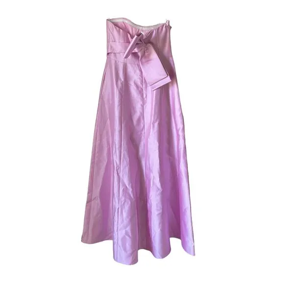 Alfred Sung Strapless A-Line Satin Gown With Modern Bow Detail size 8