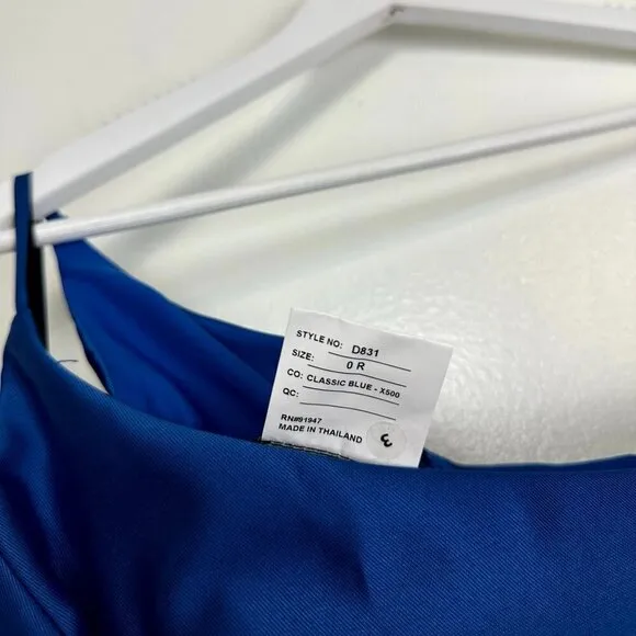 ALFRED SUNG Strapless Satin Classic High Low Hem Dress in Classic Blue Size US 0