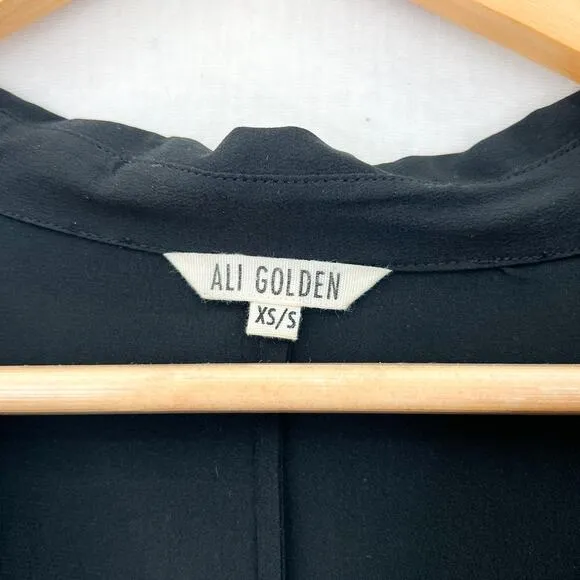 Ali Golden Long Sleeve Silk Collared Swing Dress XS/S Modern Minimalist Capsule
