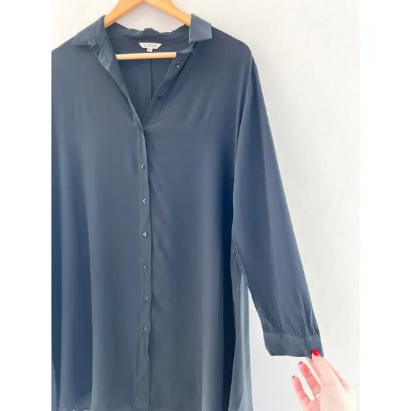 Ali Golden Long Sleeve Silk Collared Swing Dress XS/S Modern Minimalist Capsule