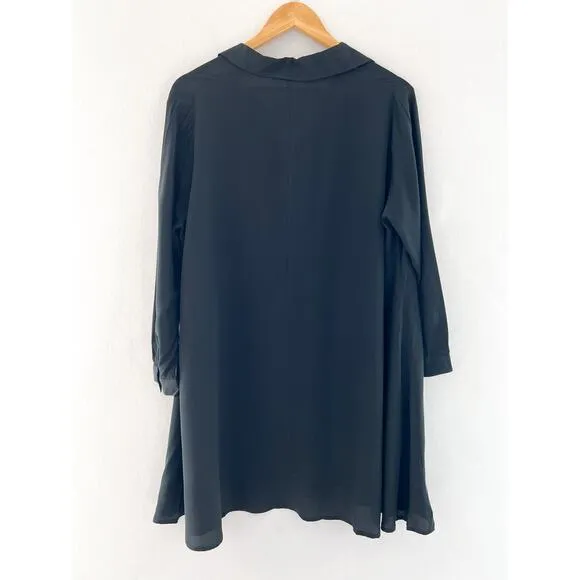 Ali Golden Long Sleeve Silk Collared Swing Dress XS/S Modern Minimalist Capsule