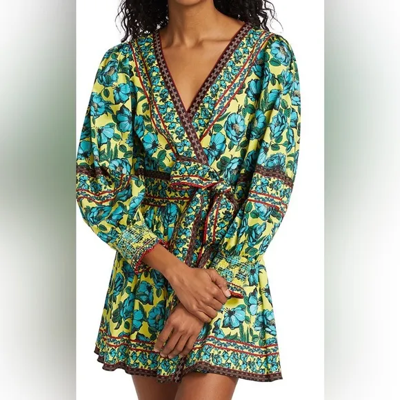 Alice &amp; Olivia Beach Bliss Sunflower Multi Print Mini Dress!