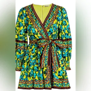 Alice &amp; Olivia Beach Bliss Sunflower Multi Print Mini Dress!