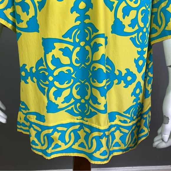 Alice &amp; Trixie dress size M yellow Y2K scroll print modern coastal beachy boho