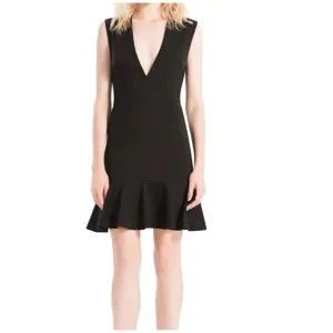 Alice   Olivia Black ONELLA Dress V-Neck Sleeveless Ruffle Hem Party Size 8 P1