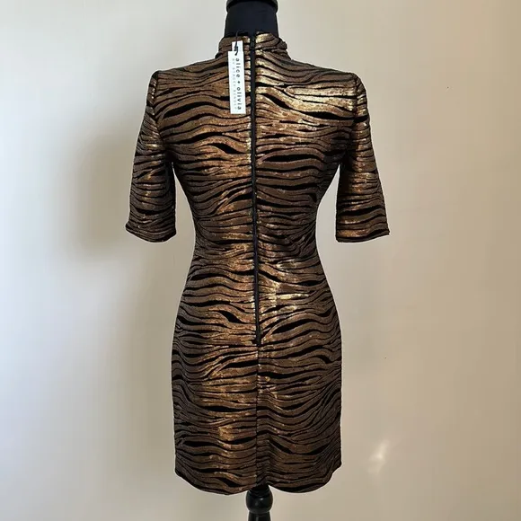 Alice   Olivia Gold &amp; Black Sequins Dress
