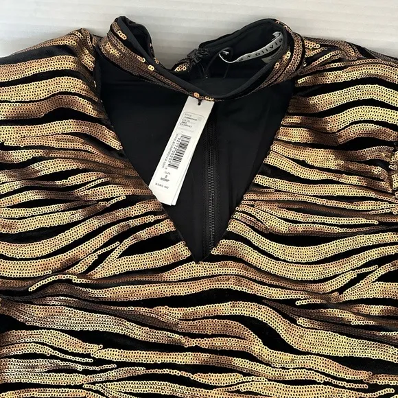 Alice   Olivia Gold &amp; Black Sequins Dress