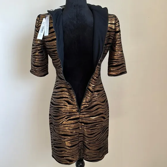 Alice   Olivia Gold &amp; Black Sequins Dress
