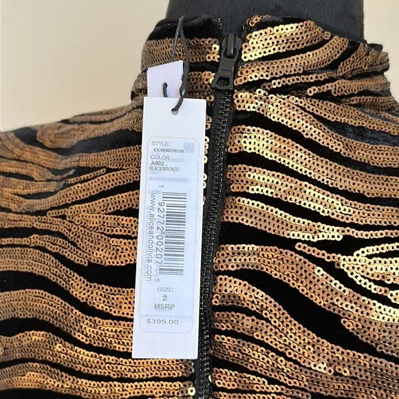 Alice   Olivia Gold &amp; Black Sequins Dress