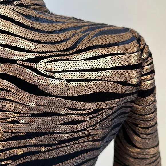 Alice   Olivia Gold &amp; Black Sequins Dress