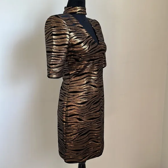 Alice   Olivia Gold &amp; Black Sequins Dress