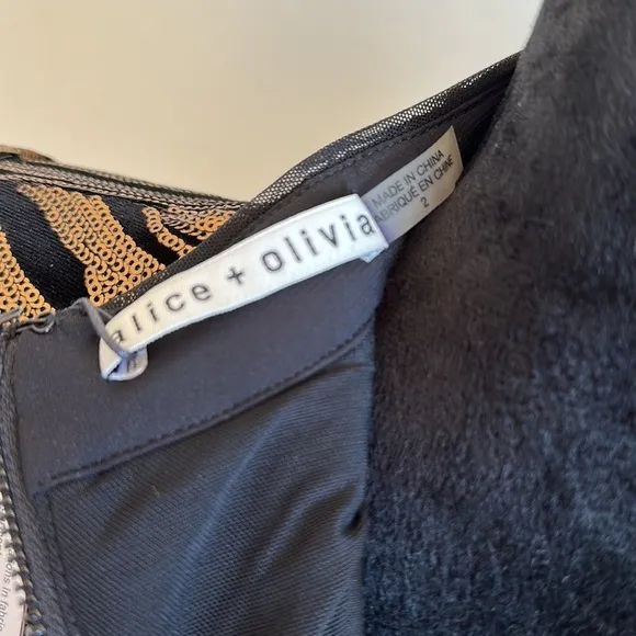 Alice   Olivia Gold &amp; Black Sequins Dress