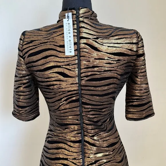 Alice   Olivia Gold &amp; Black Sequins Dress