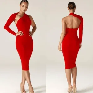 Alieva Dasha Modern Midi Dress in Red