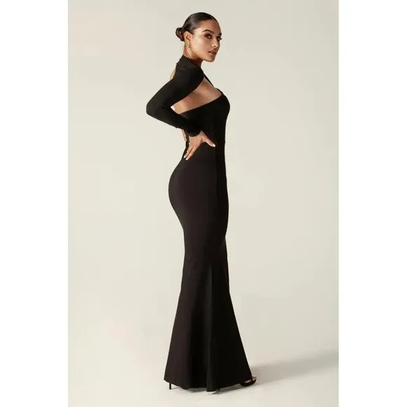 ALIEVA Women's Lilux One Shoulder Modern Maxi Dress Size XS In Black
