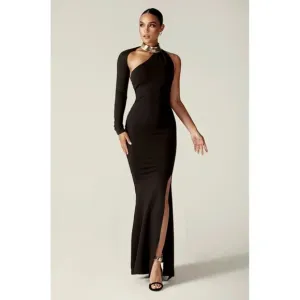 ALIEVA Women's Lilux One Shoulder Modern Maxi Dress Size XS In Black