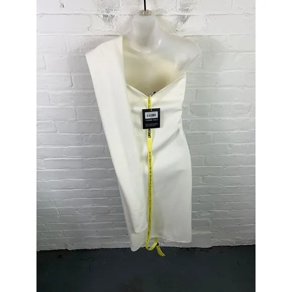 Alieva Women's One Shoulder Dasha Modern Midi Bodycon Dress Ivory Size M NWT