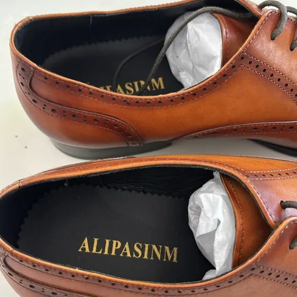 Alipasinm Men's Oxford Formal Modern Leather Dress Shoes Size 12 NWOB