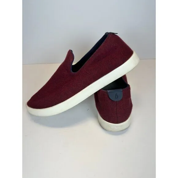 All Birds Men's Wool Loungers Size 11 Maroon Casual Slip On Shoes Round Toe EUC