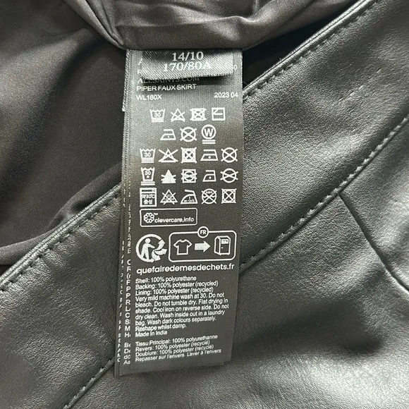ALL SAINTS Piper Faux Leather Skirt Black Pockets Mini Recycled Sz 10 NEW