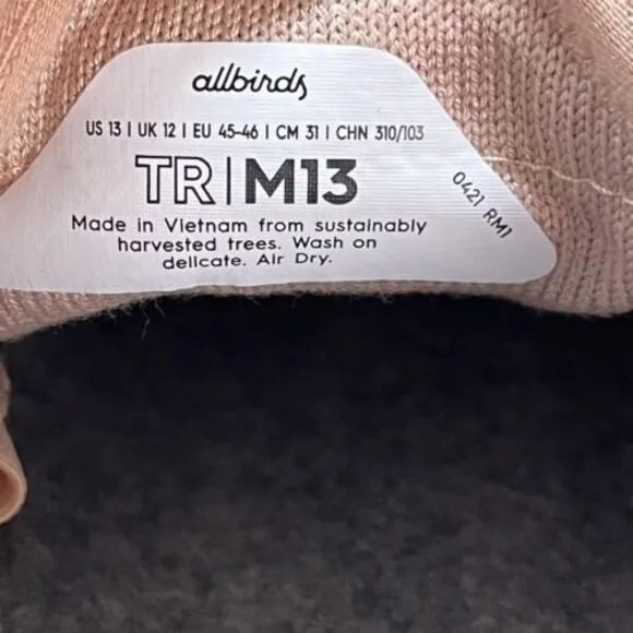 Allbirds TR Tree Runners Shoes Mens 13 Calm Taupe Lightweight Comfort Running