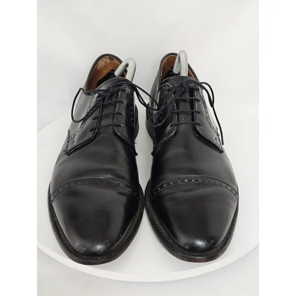 ALLEN EDMONDS Clifton Men's 9.5 D Black Calfskin Cap Toe Derby Shoes 3308