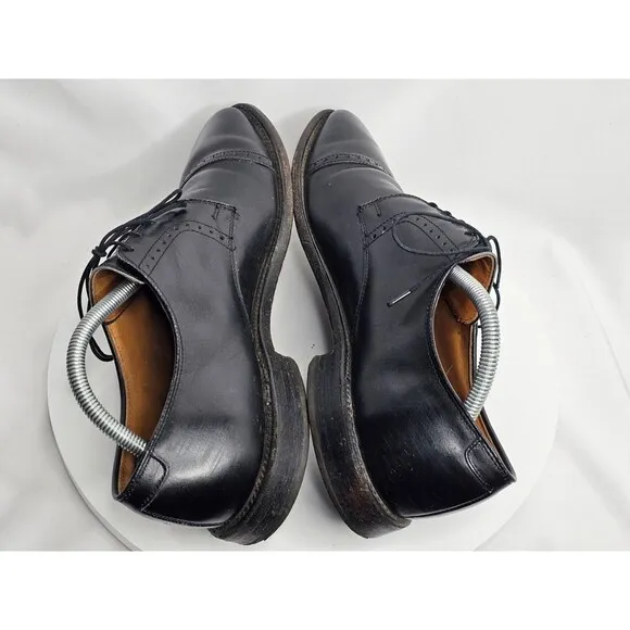 ALLEN EDMONDS Clifton Men's 9.5 D Black Calfskin Cap Toe Derby Shoes 3308