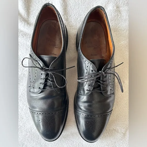 ALLEN EDMONDS Colton Men’s Black Leather Cap Toe Blucher Derby Shoes