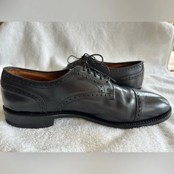 ALLEN EDMONDS Colton Men’s Black Leather Cap Toe Blucher Derby Shoes