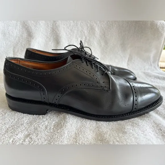 ALLEN EDMONDS Colton Men’s Black Leather Cap Toe Blucher Derby Shoes