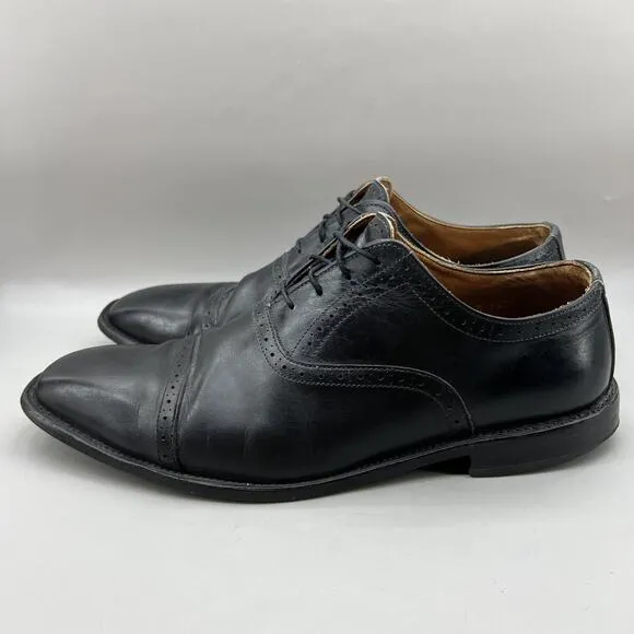Allen Edmonds Evanston Cap Toe Oxford Men's Size 11 D Black Leather Brogue Shoes