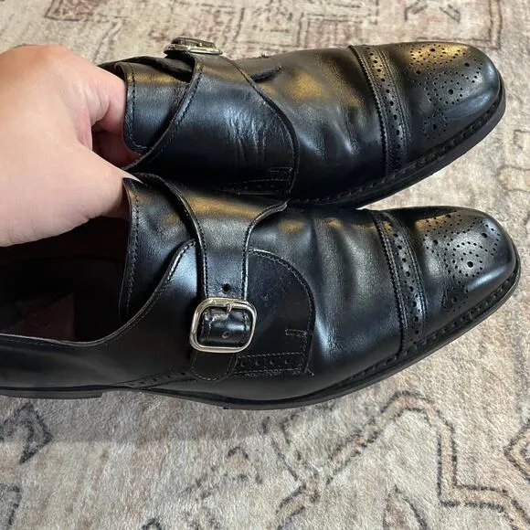 Allen Edmonds Franciscan Tooled Leather Monk Strap Classic Loafers Black SZ 11.5
