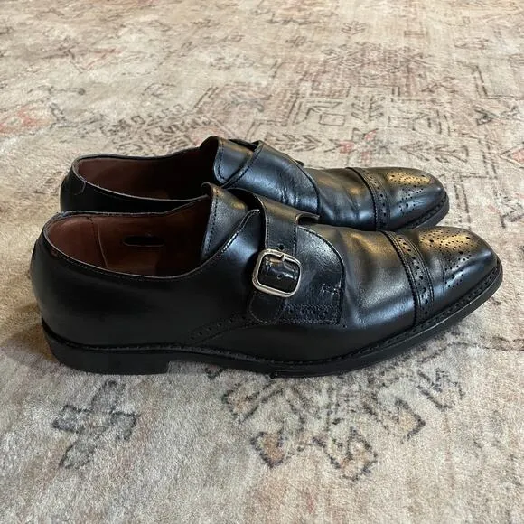 Allen Edmonds Franciscan Tooled Leather Monk Strap Classic Loafers Black SZ 11.5