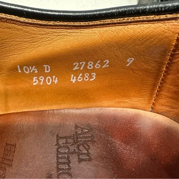Allen Edmonds Hillcrest Mens Dress Shoes 10.5 D Black Leather Bicycle Toe Career