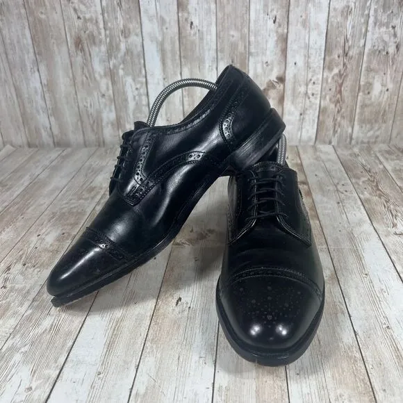 Allen Edmonds Mens‎ 10 b Wide Width Sanford Black Leather Cap Toe Oxford Shoes