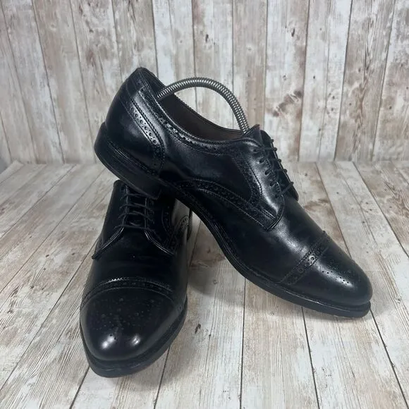 Allen Edmonds Mens‎ 10 b Wide Width Sanford Black Leather Cap Toe Oxford Shoes