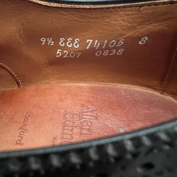 Allen Edmonds Sanford Black Leather Cap Toe Oxford Shoes Size 9.5 Wide