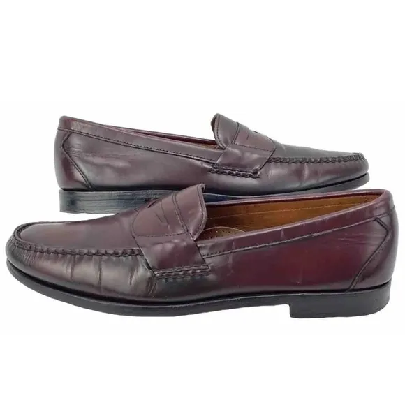 Allen Edmonds Walden Shoes Men 11.5 B Burgundy Moc Toe Penny Loafer NARROW 42477