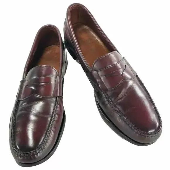 Allen Edmonds Walden Shoes Men 11.5 B Burgundy Moc Toe Penny Loafer NARROW 42477