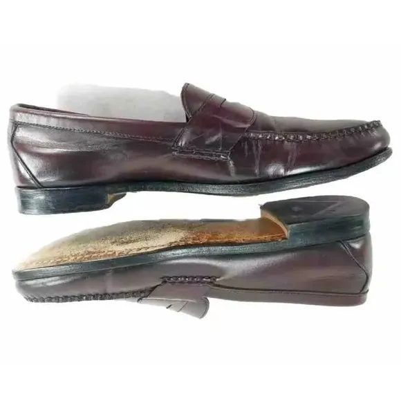 Allen Edmonds Walden Shoes Men 11.5 B Burgundy Moc Toe Penny Loafer NARROW 42477