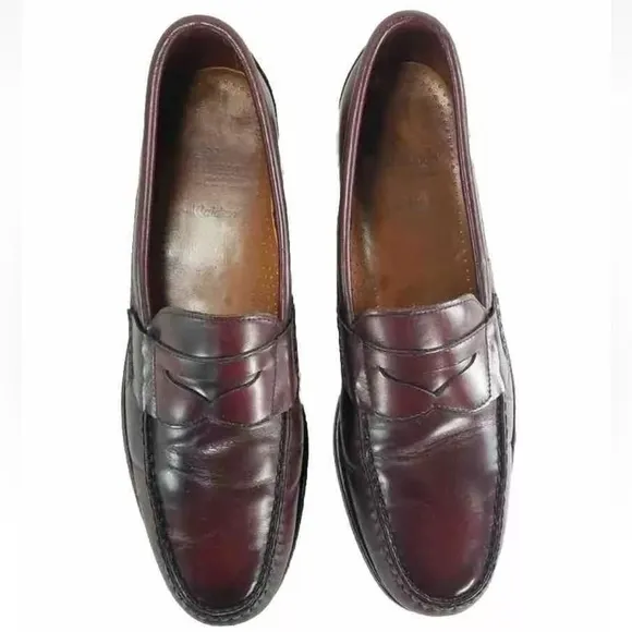 Allen Edmonds Walden Shoes Men 11.5 B Burgundy Moc Toe Penny Loafer NARROW 42477